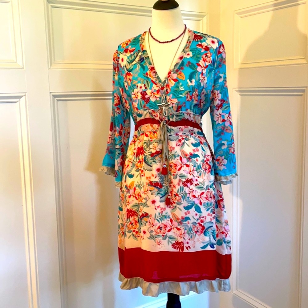 Johnny Was Jade Silk Dress S/M
